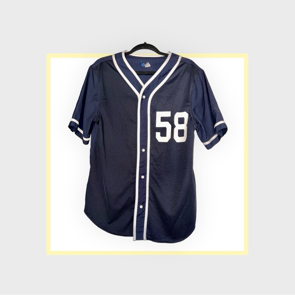 Divided Men’s Navy Base Baseball Shirt with White Buttons down the front